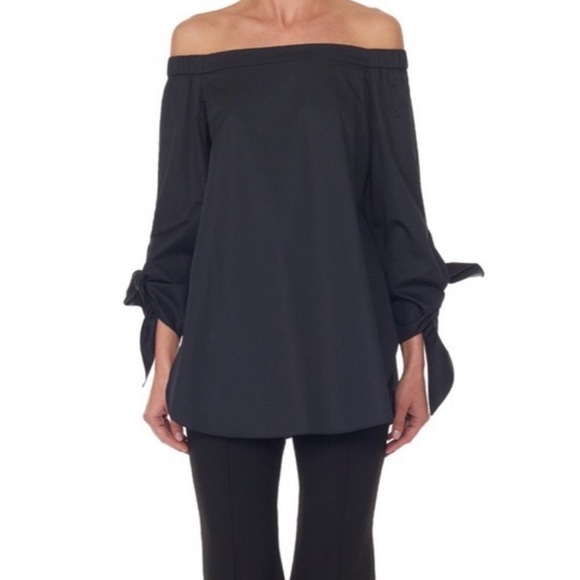 Free People Tops - Free People Black Off-shoulder Tibi Tunic with tie sleeves, size S